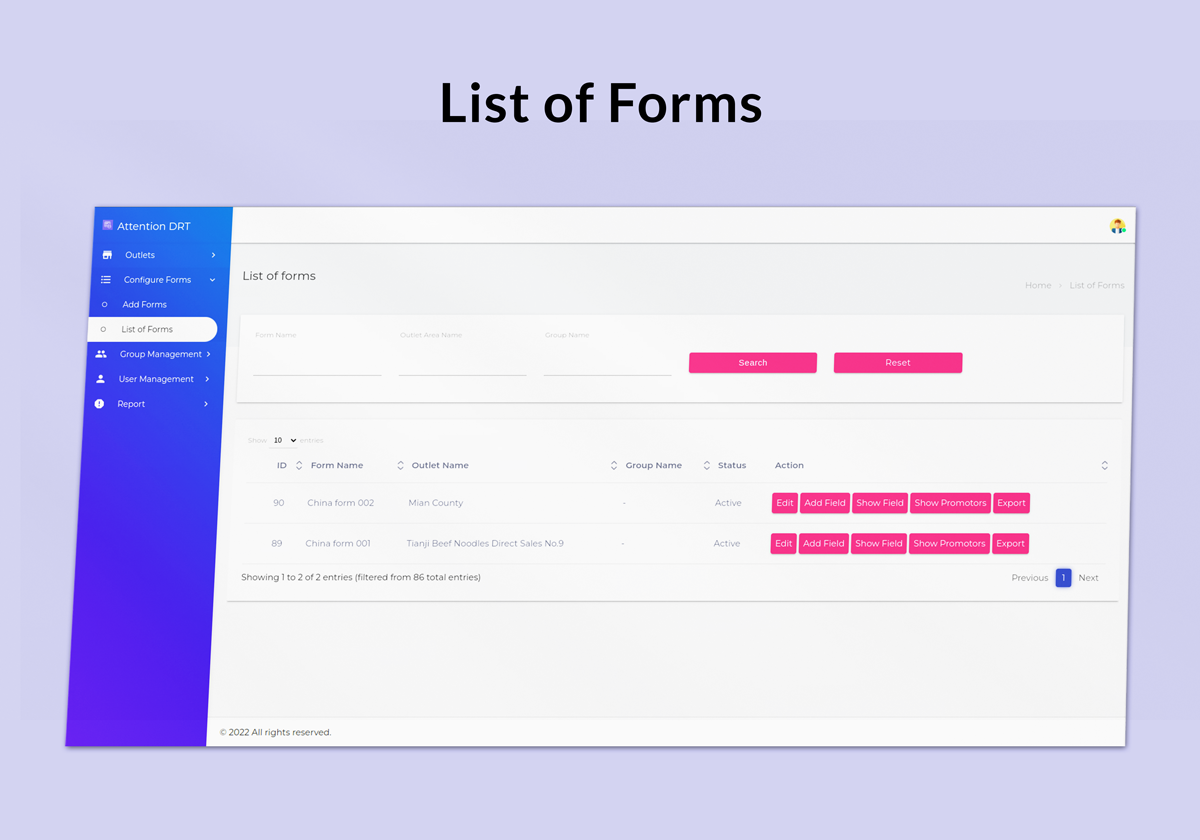 Case study Attention DRT Admin 2 Attention DRT list of forms