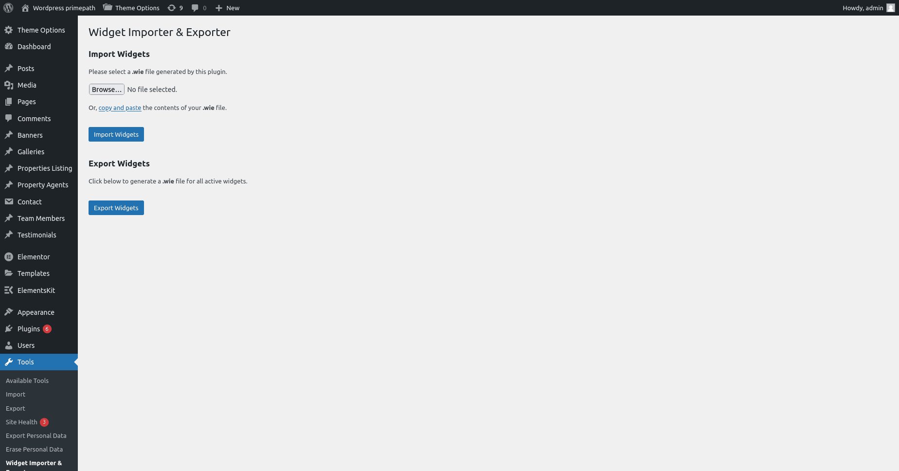 Real Estate Theme Documentation 7 Widget Importer